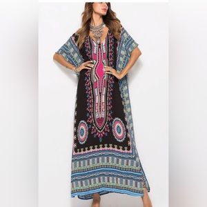 Boho Tribal Maxi Kaftan Dress One Size